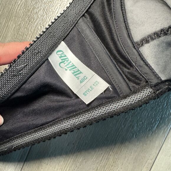 Carnival Full Coverage Strapless Bra Womens 40C Lace‎ Black Underwire Plunge 123 - Picture 7 of 7